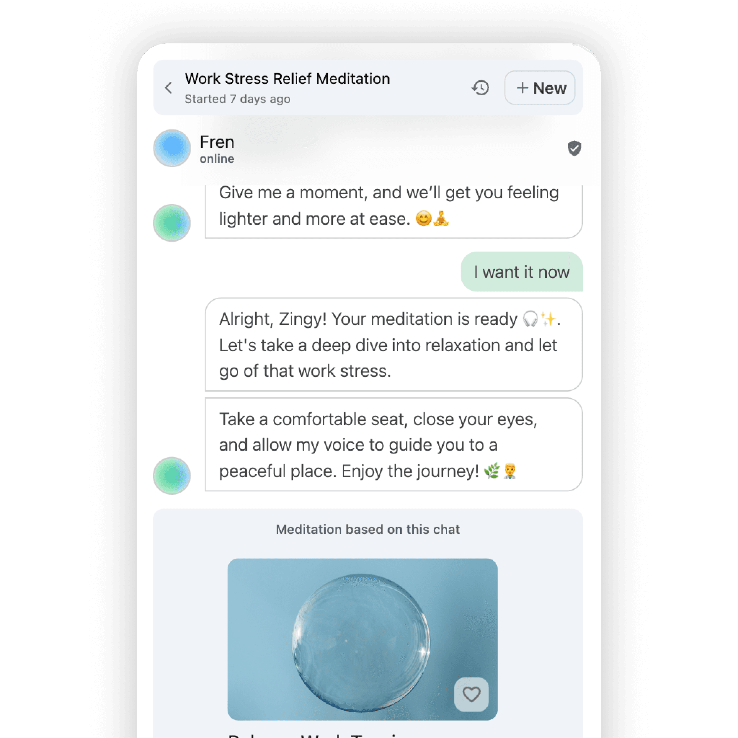 ChatGPT for Meditations - AI Chat Interface with Fren Your Meditation Guide for Personalized Session Creation