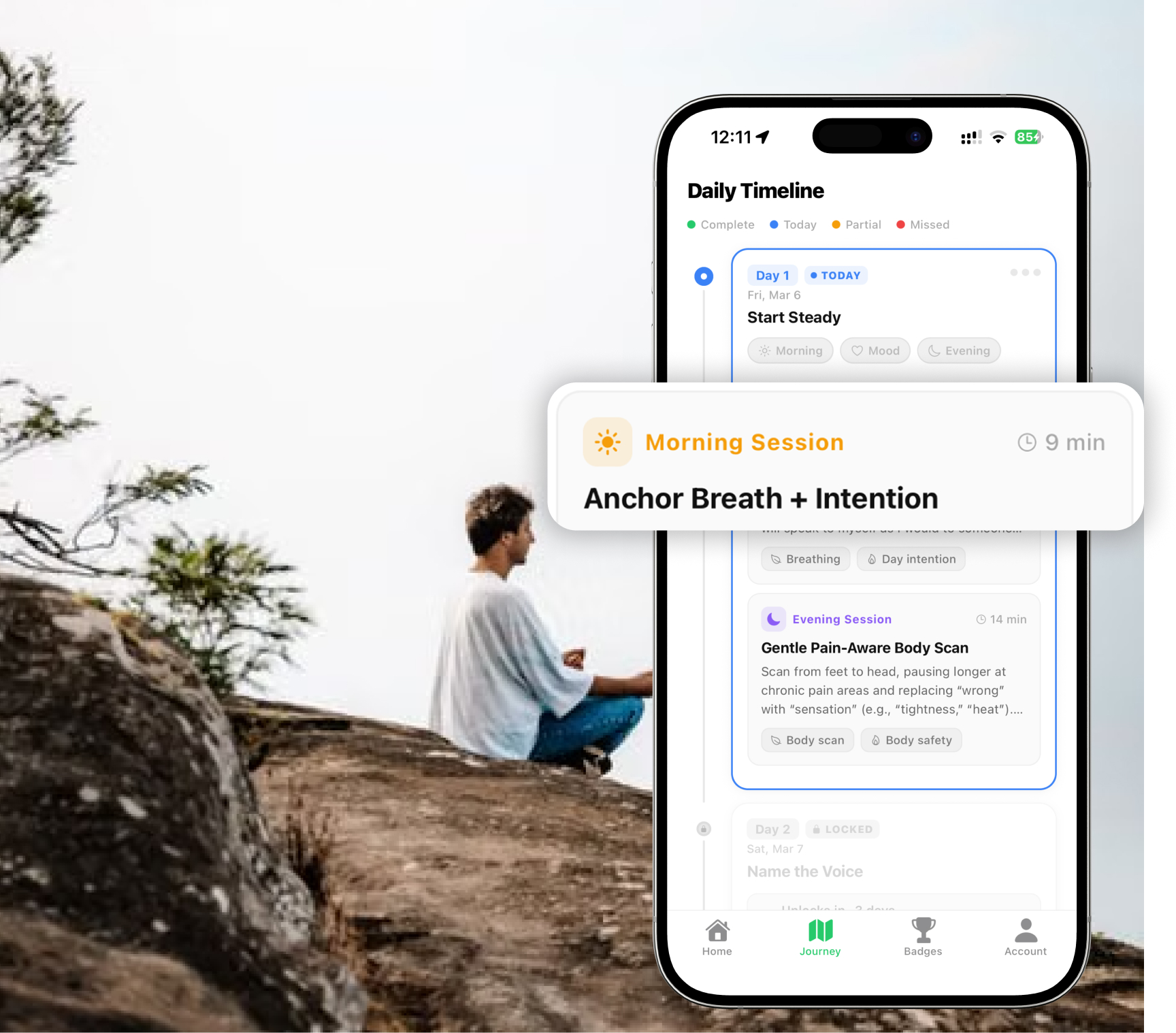 RelaxFrens personalised meditation plan - AI-generated sessions based on your mood, goals, and profile